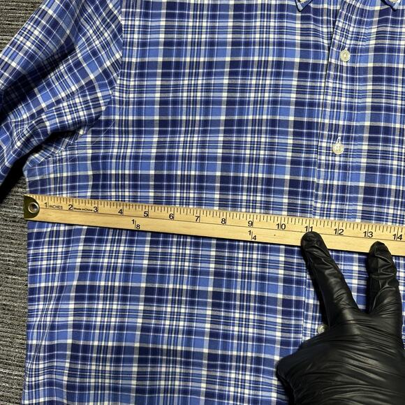 Ralph Lauren Shirt Men's Large Blue Plaid Long Sleeve Button Down Brown Pony - Picture 11 of 14